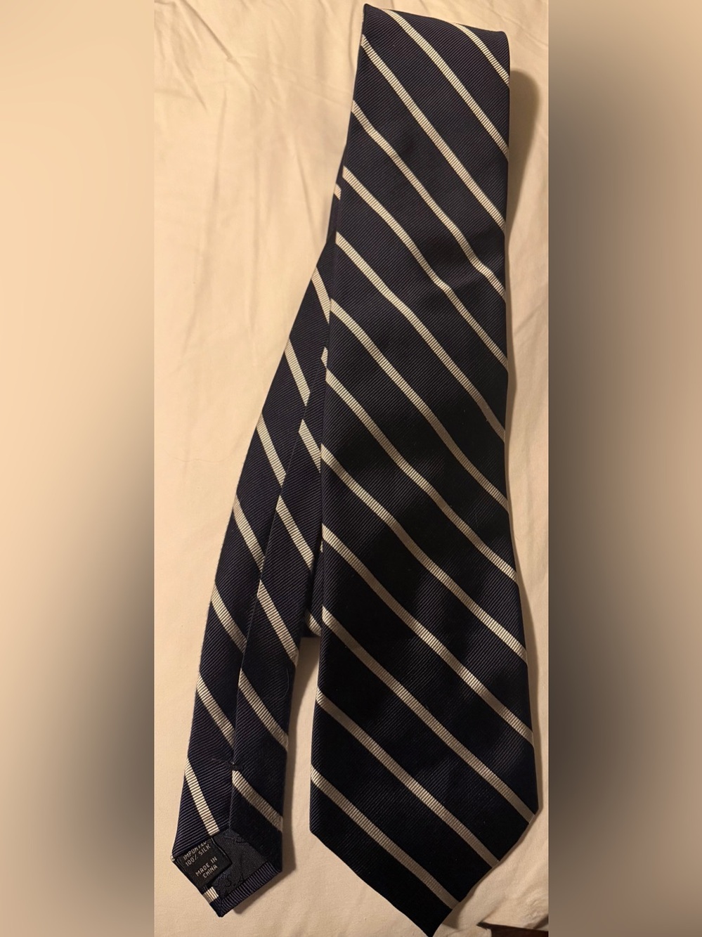 Jos. A. Bank Navy and White Diagonal Stripe Tie